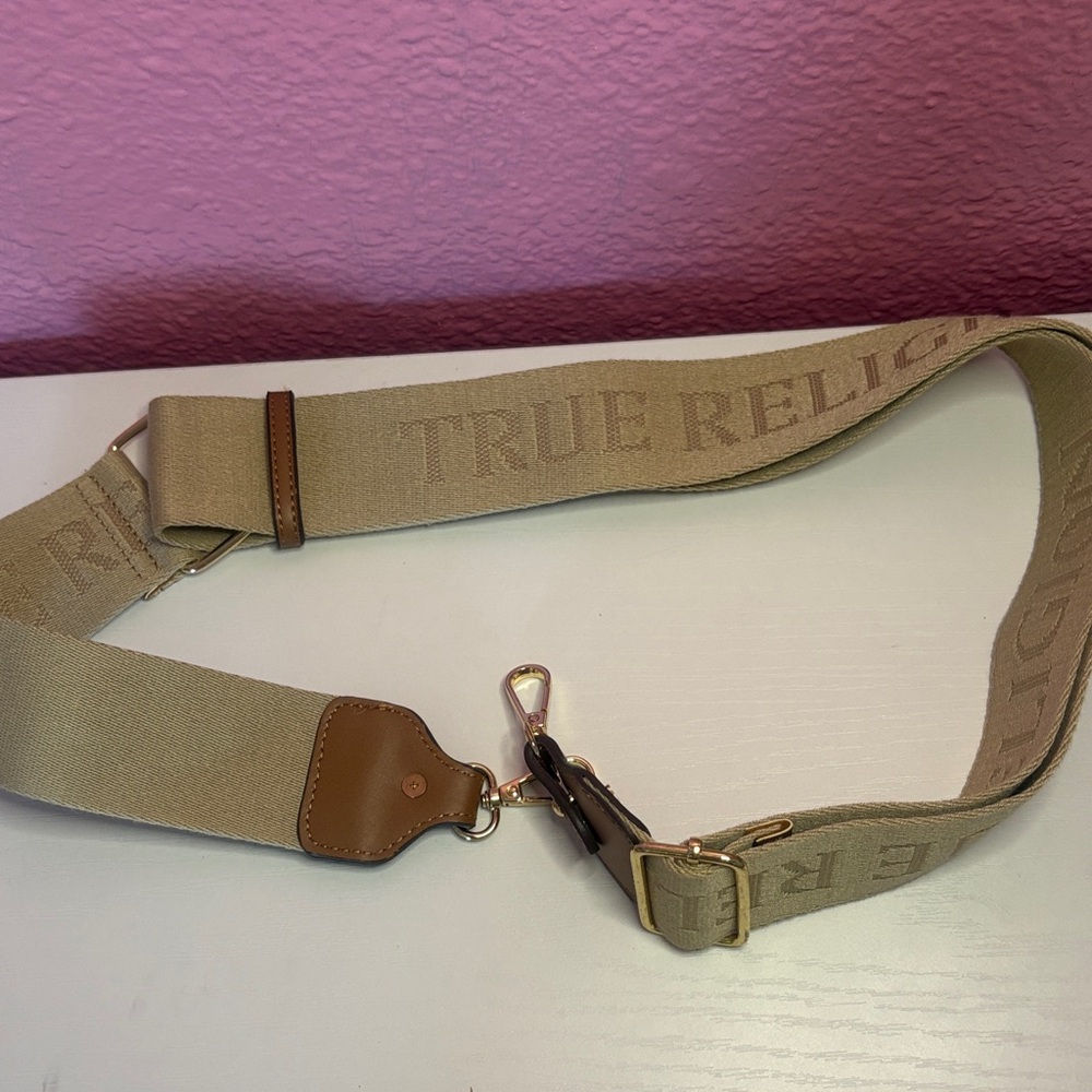 Brand new True Religion Beige Bag Strap with Leather Accents